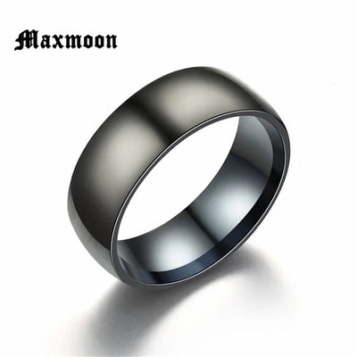 Maxmoon Fashion Black Titanium Ring Men Matte Finished Classic Engagement  Jewelry Rings For Male  Wedding Bands Anillos 2018