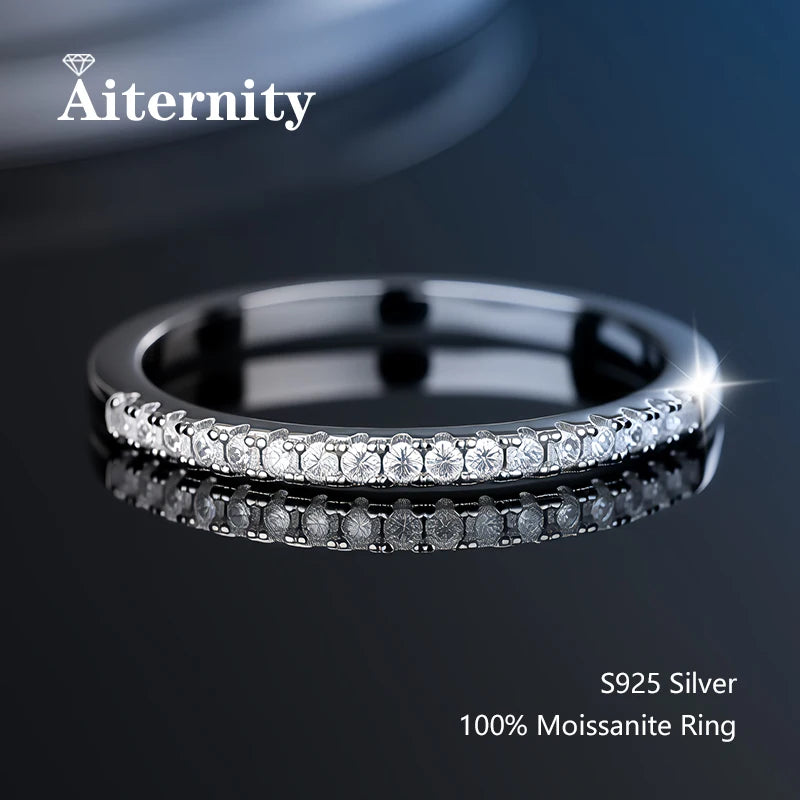 100% Pass Diamond tester Pen Moissanite Ring Matching Wedding Diamond Band for Women 925 Sterling Silver Female Single Tail Ring