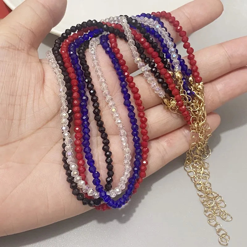 Trendy 3mm Beaded Choker Necklace – Black & Clear Beads Chain Jewelry for Women, Stylish Party Necklace & Sweet Bijoux Femme Gift.