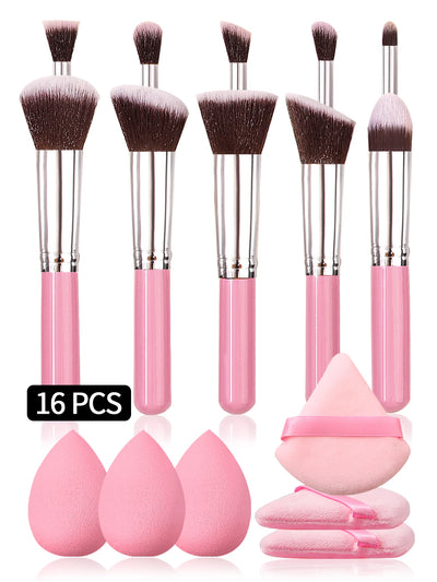 High Grade Pink makeup brush quality synthetic foundation brush Makeup sponge Makeup puff professional makeup tool set