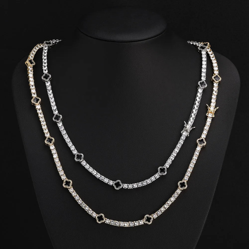 NY Fashion Dainty Tennis Chain – Gold/Silver Plated Zircon Necklace, Luxury Hip Hop Jewelry for Men & Women Party Gifts.