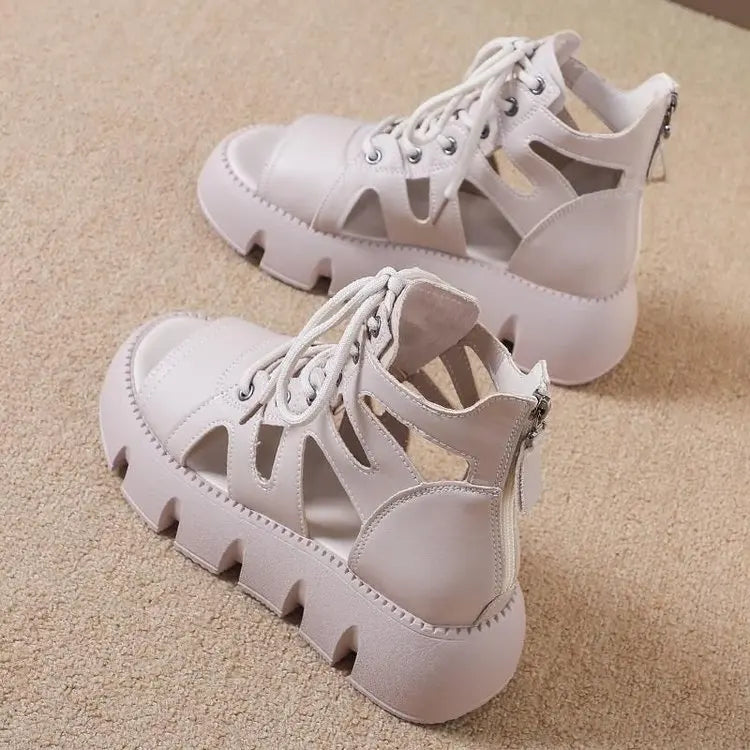 2025 Women’s Chunky Platform Gladiator Sandals – Breathable Strappy Summer Shoes with Bold Color Block Design & Comfortable Elevated Style.