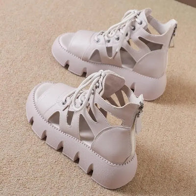 2025 Women’s Chunky Platform Gladiator Sandals – Breathable Strappy Summer Shoes with Bold Color Block Design & Comfortable Elevated Style.