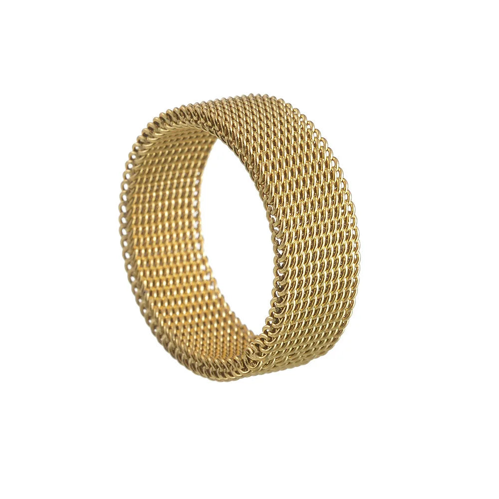 New Fashion Titanium Steel 8MM Grid Mesh Ring Woman For Men High Quality Simple  Multi-color Jewelry Party Gifts ﻿