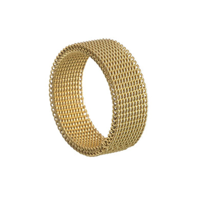 New Fashion Titanium Steel 8MM Grid Mesh Ring Woman For Men High Quality Simple  Multi-color Jewelry Party Gifts ﻿