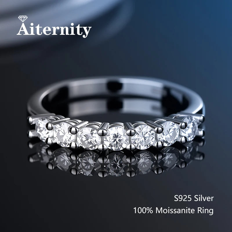 100% Pass Diamond tester Pen Moissanite Ring Matching Wedding Diamond Band for Women 925 Sterling Silver Female Single Tail Ring