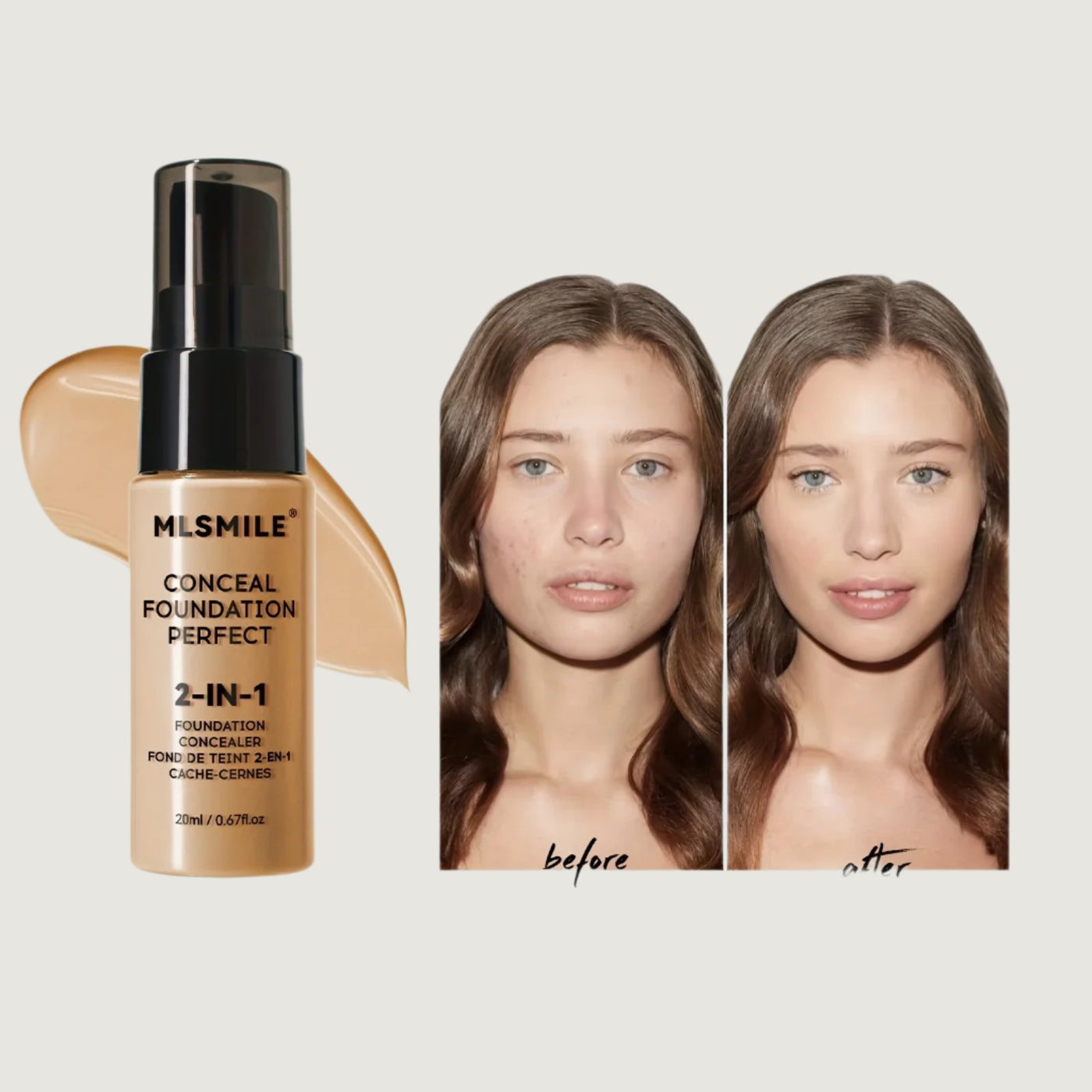 2-i-1 oljekontrollerande flytande foundation & concealer, långvarig