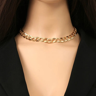 EILIECK 316L Stainless Steel Jewelry Set – 18K Gold Plated Double Link Chain Necklace & Bracelet, Waterproof Fashion Gift for Women.