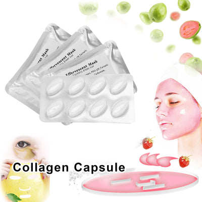 32PCS Collagen Facial Mask Capsules – Natural Fruit & Vegetable Skincare Refill for Mask Maker Machine, Hydrating Anti-Aging Face Care.