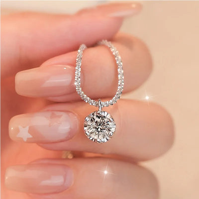 Sparkling Sterling Silver Necklace – Women’s Fashion Clavicle O-Chain with Clear Zircon Pendant, Versatile Elegant Jewelry for Everyday & Parties.