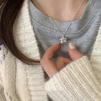 2023 New Bling Star Necklace – 925 Sterling Silver Clavicle Chain Jewelry for Women, Elegant Fashion Birthday Gift & Accessories.