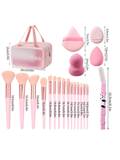 Professional makeup brush set, 15 Commonly Used Makeup Brushes, makeup sponge puff, Eyebrow Trimmer, waterproof makeup bag