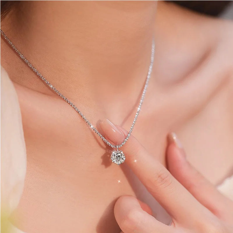 Sparkling Sterling Silver Necklace – Women’s Fashion Clavicle O-Chain with Clear Zircon Pendant, Versatile Elegant Jewelry for Everyday & Parties.