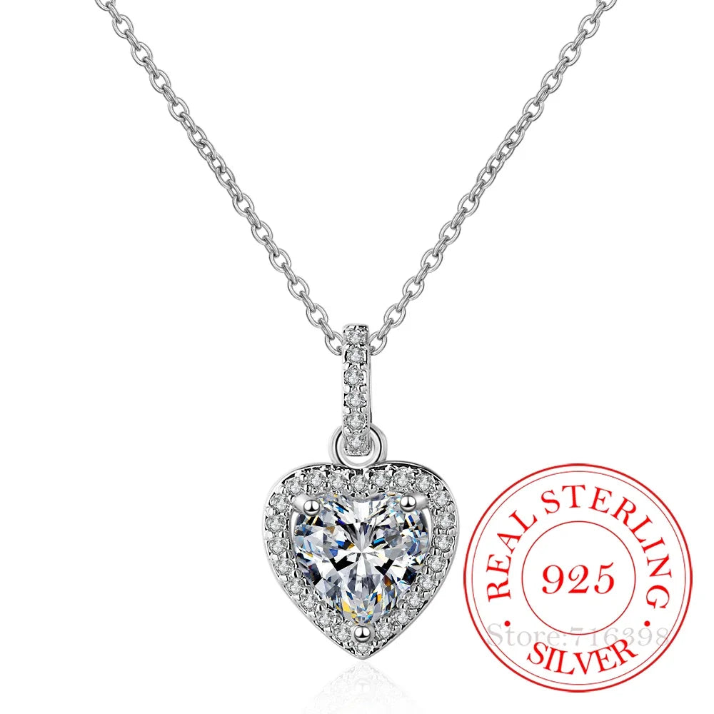 Top Quality 925 Sterling Silver Necklace – Forever Love Heart Pendant with Big CZ Charm, Dainty Jewelry Gift for Women & Valentine’s.