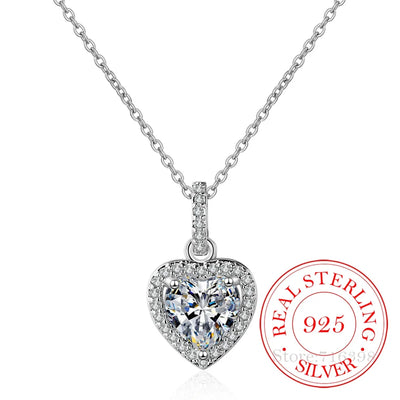 Top Quality 925 Sterling Silver Necklace – Forever Love Heart Pendant with Big CZ Charm, Dainty Jewelry Gift for Women & Valentine’s.