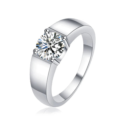 Tezzc 2ct Moissanite Wedding Band Men Ring 925 Sterling Silver classic Engagement Diamond Men Rings With Certificate Jewelry