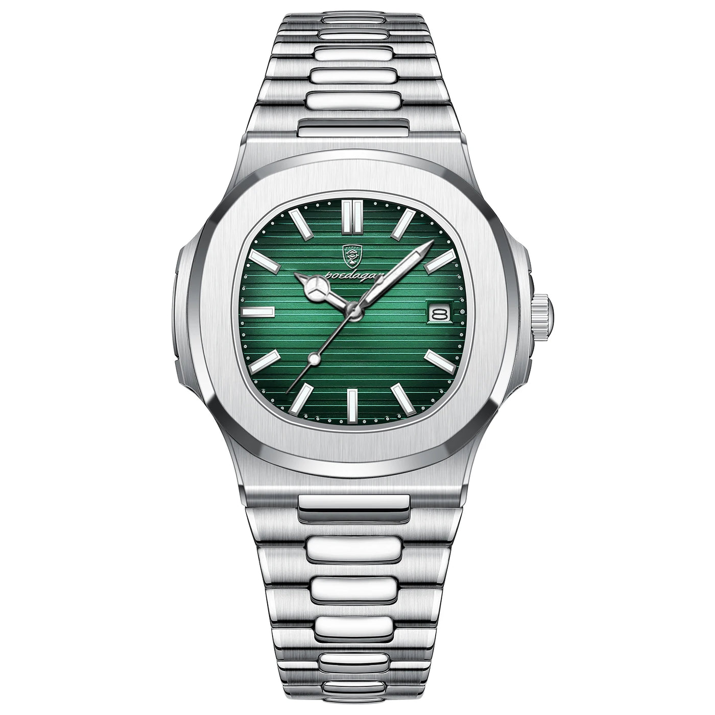 POEDAGAR Square Luxury Men Wristwatch Waterproof Luminous Date Stainless Steel Male Clock Business Sports Quartz Watches For Men