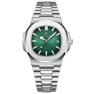POEDAGAR Square Luxury Men Wristwatch Waterproof Luminous Date Stainless Steel Male Clock Business Sports Quartz Watches For Men