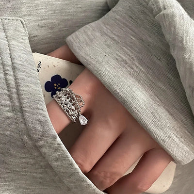 MEWANRY Tassel Chain Rings for Women Trendy Design Charming Luxury Irregular Shiny Simple Punk Birthday Jewelry Gifts Wholesale