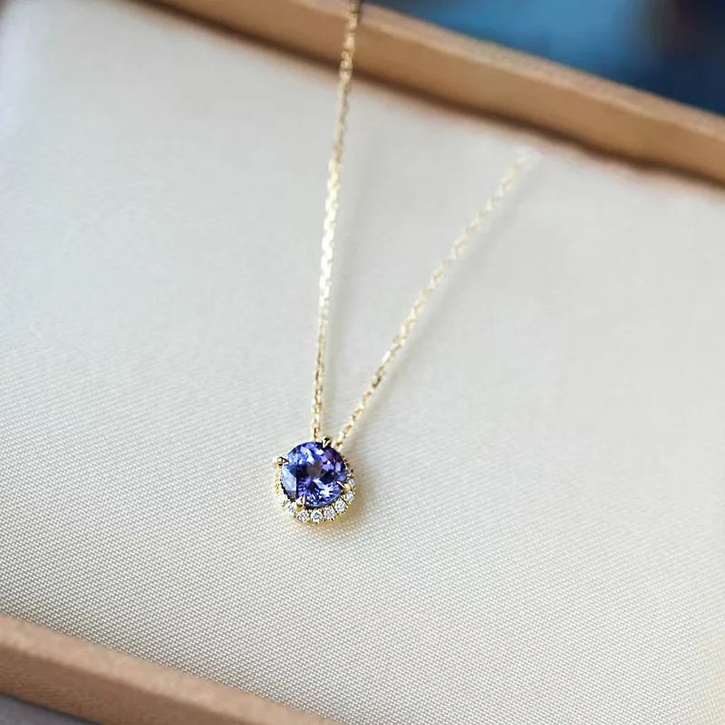 S925 Sterling Silver Necklace – Electroplated 14K Gold Round Pendant, Elegant Women’s Jewelry, Light Luxury Charm & Perfect Wedding Gift.