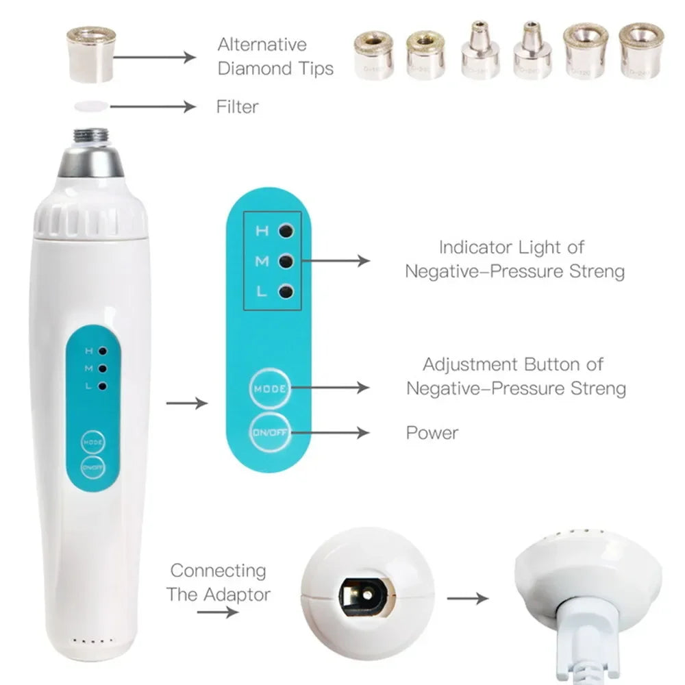 Mini Portable Diamond Dermabrasion Tool – Professional Microdermabrasion Beauty Machine for Facial Care, Deep Exfoliation & Salon-Quality Skin Renewal.