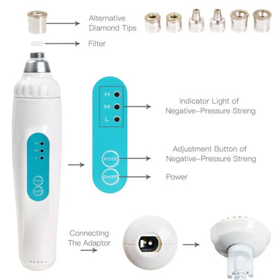 Mini Portable Diamond Dermabrasion Tool – Professional Microdermabrasion Beauty Machine for Facial Care, Deep Exfoliation & Salon-Quality Skin Renewal.