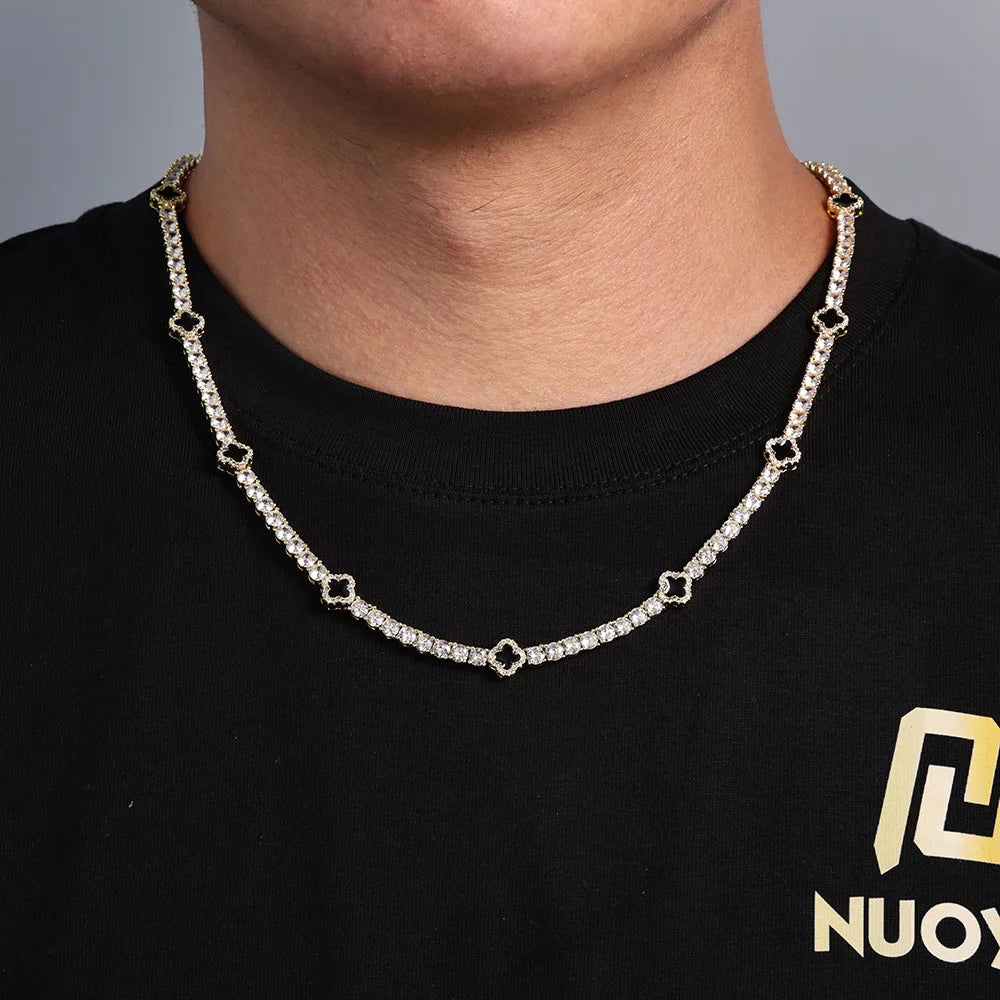 NY Fashion Dainty Tennis Chain – Gold/Silver Plated Zircon Necklace, Luxury Hip Hop Jewelry for Men & Women Party Gifts.