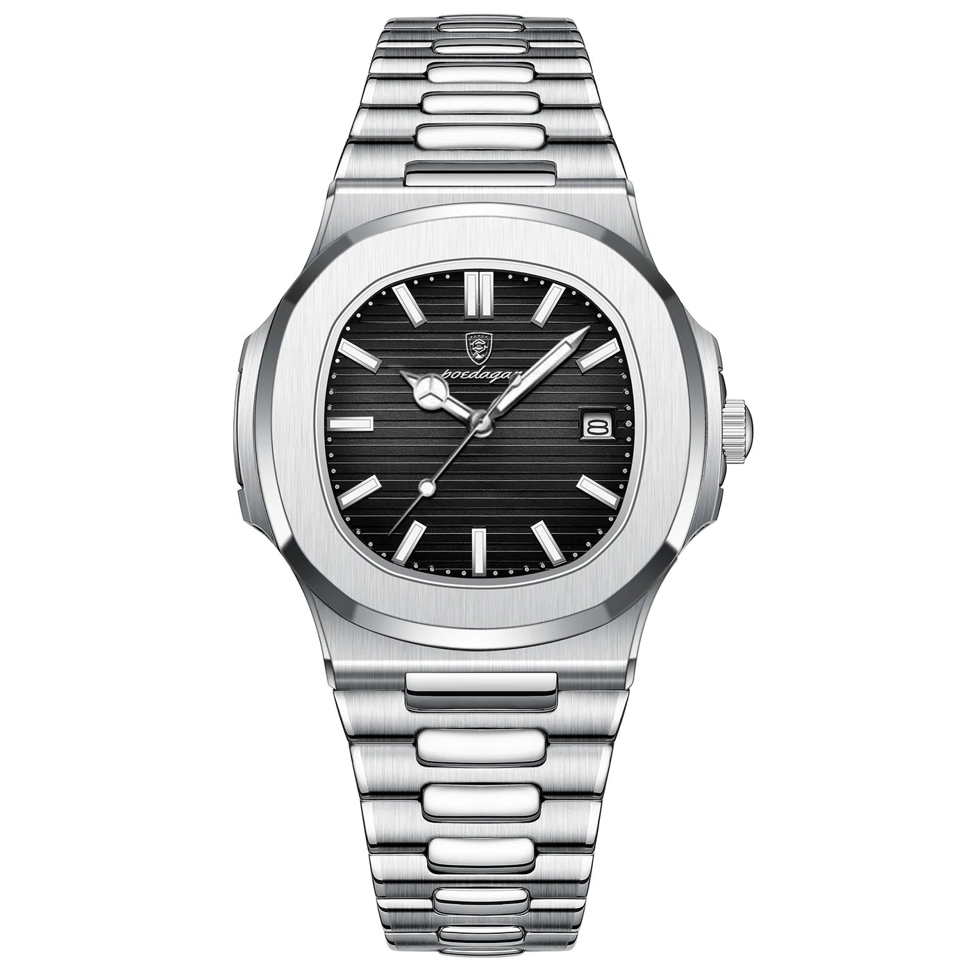 POEDAGAR Square Luxury Men Wristwatch Waterproof Luminous Date Stainless Steel Male Clock Business Sports Quartz Watches For Men