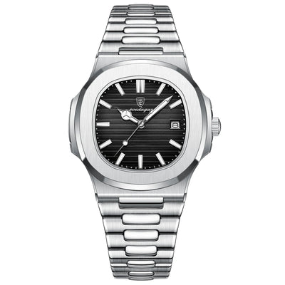 POEDAGAR Square Luxury Men Wristwatch Waterproof Luminous Date Stainless Steel Male Clock Business Sports Quartz Watches For Men