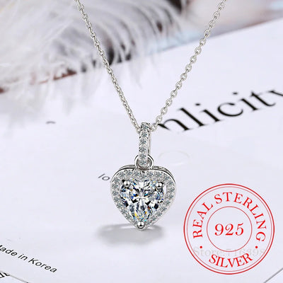 Top Quality 925 Sterling Silver Necklace – Forever Love Heart Pendant with Big CZ Charm, Dainty Jewelry Gift for Women & Valentine’s.