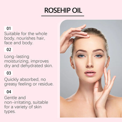 Organic Rosehip Oil Antioxidant Improve Fine Lines Wrinkles Firming Lifting Repair Moisturizer Nourish Smooth Hair Skin Care Oil