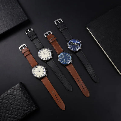 Men's Exquisite Male Leather Quartz Wristwatch Business Gentle Clock Casual Watch Elegant Relogio Masculino Fashion Saati Gift
