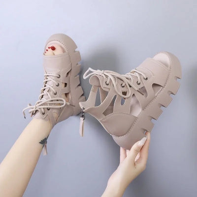 2025 Women’s Chunky Platform Gladiator Sandals – Breathable Strappy Summer Shoes with Bold Color Block Design & Comfortable Elevated Style.