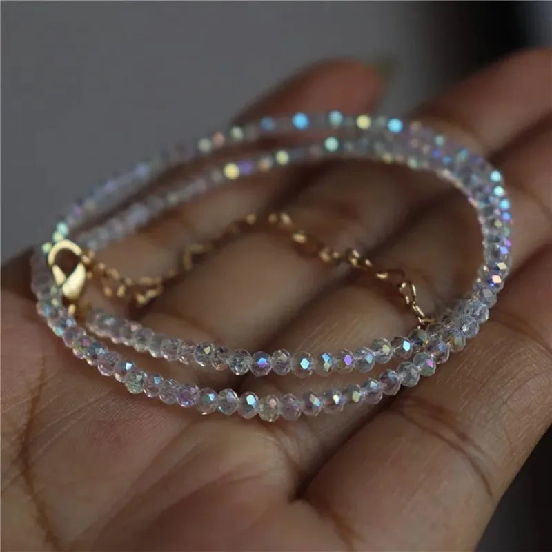 Trendy 3mm Beaded Choker Necklace – Black & Clear Beads Chain Jewelry for Women, Stylish Party Necklace & Sweet Bijoux Femme Gift.