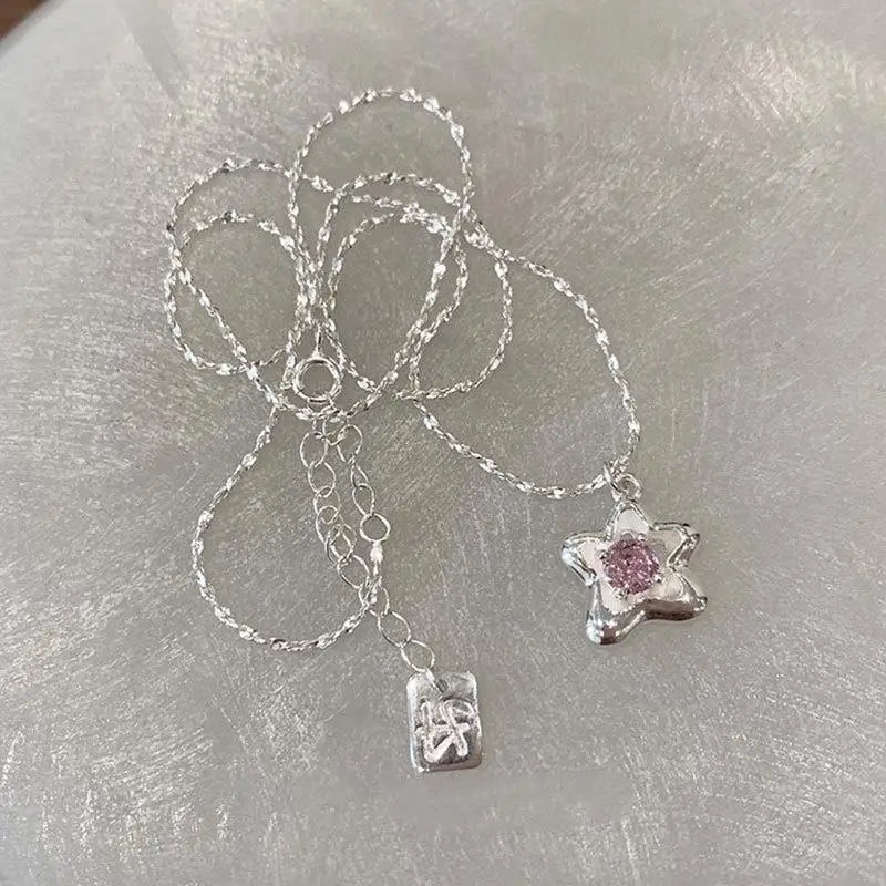2023 New Bling Star Necklace – 925 Sterling Silver Clavicle Chain Jewelry for Women, Elegant Fashion Birthday Gift & Accessories.