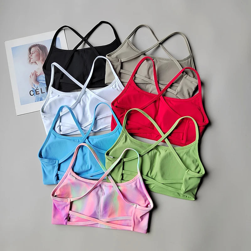 Beauty Back Sports Bra Women Seamless Halter Top High Support Push-up Open Back Gym Wear Fitness Yoga Workout Underwear Top