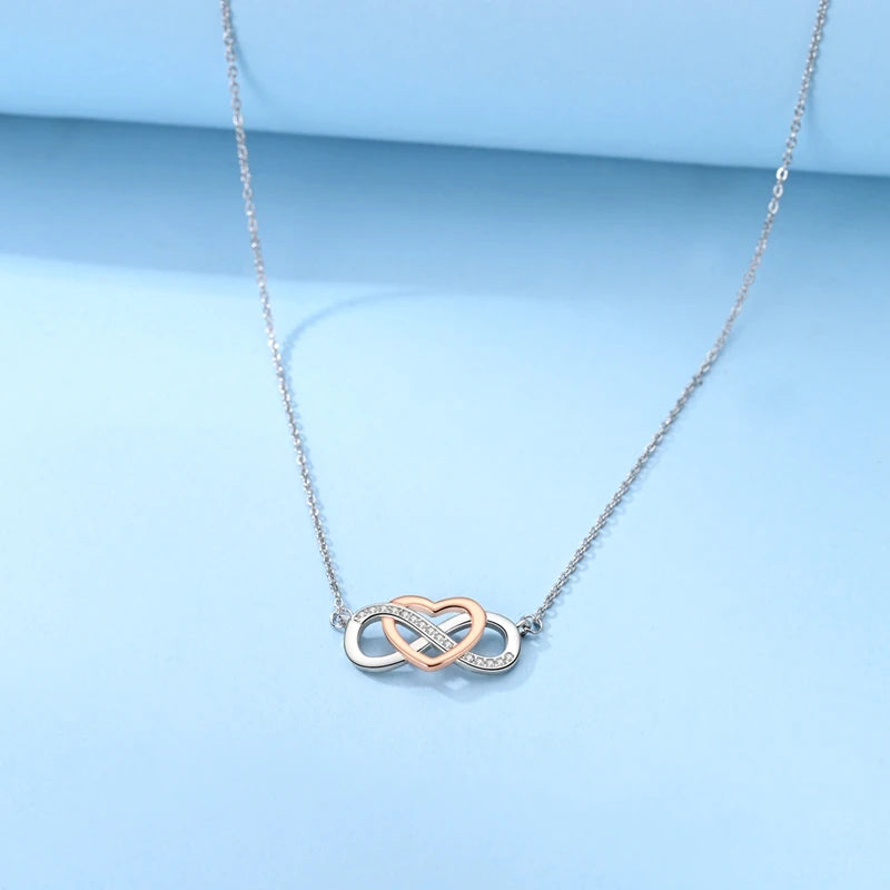 Original 925 Sterling Silver Jewelry Set – Eternal Love Necklace, Ring & Earrings for Women, Light Luxury Fashion & Elegant Gift.